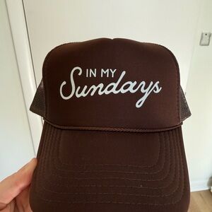 Brown Trucker Hat with White 'In My Sundays' Text